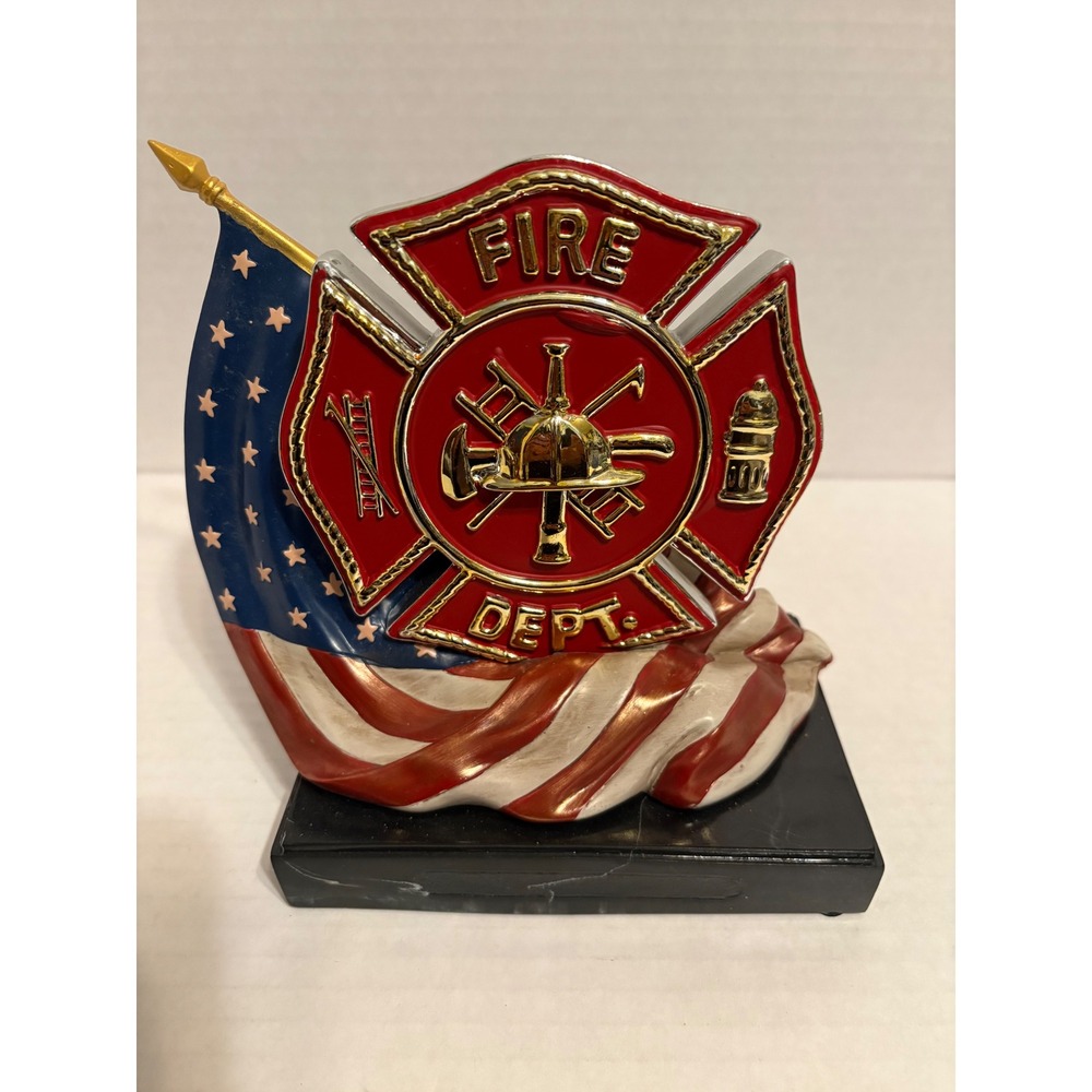 Bradford Exchange Fire Dept Symbol of Courage Sculpture American Flag A1070 2013